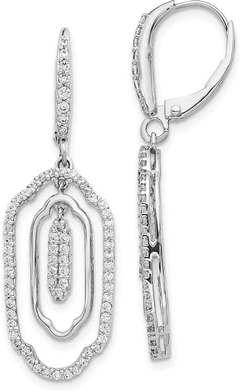 14k White Gold Diamond Leverback Earrings Jewelry