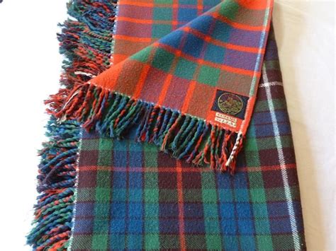 Vintage Scottish Clan Fraser Tartan Wool Throw Or By Lilyannsattic