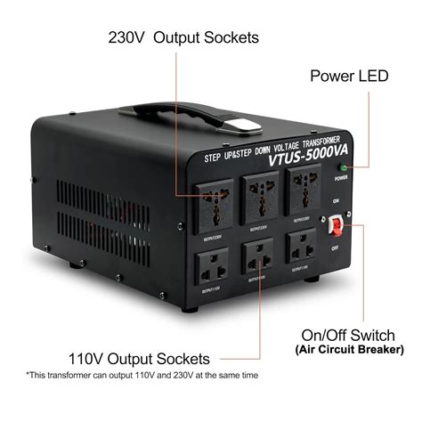 500W LVYUAN Voltage Converter With Universal Outlet Circuit Breaker