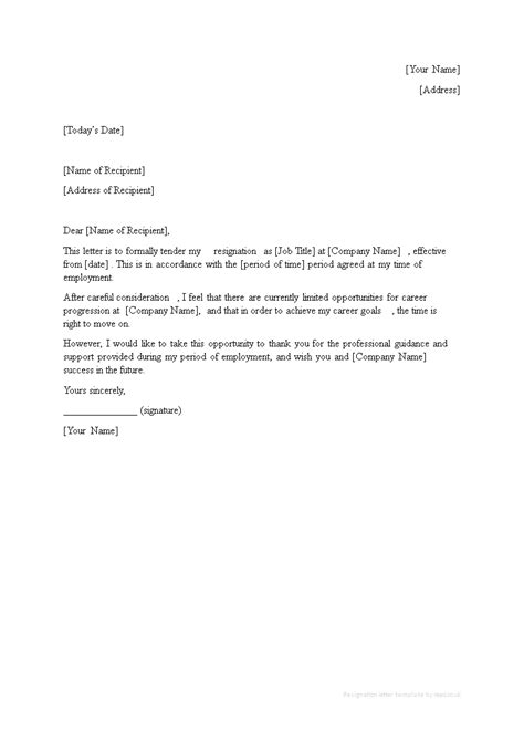 New Job Resignation Letter With No Notice Templates At