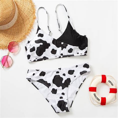 Cow Print Bandeau Mujer Biquinis Two