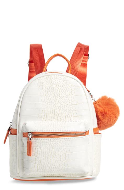 Like Dreams Croc Embossed Faux Leather Backpack White Faux Leather