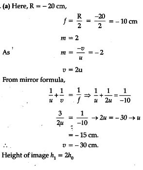 Calculate the distance of an object of height h from a concave mirror of radius of curvature 20 ...