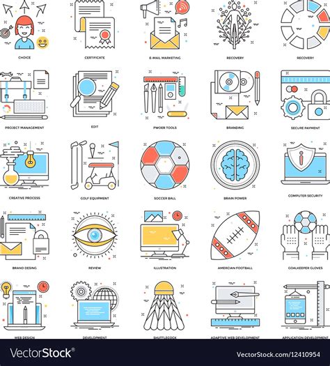 Flat Color Line Icons 14 Royalty Free Vector Image