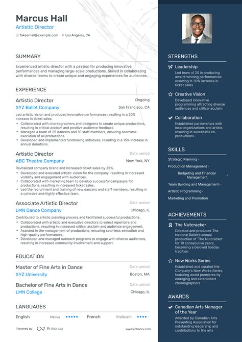 5 Artistic Director Resume Examples And Guide For 2024