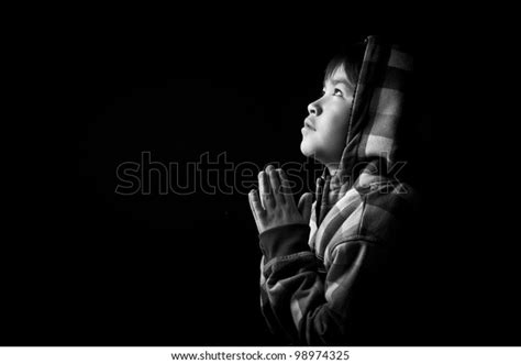 Beautiful Young Boy Praying On Black Stock Photo 98974325 Shutterstock