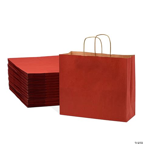 Prime Line Packaging Large Red T Bags Kraft Paper Shopping Bags