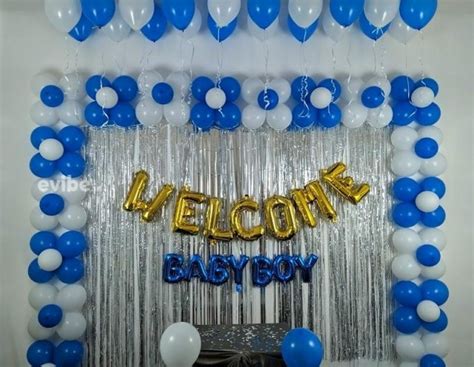 Welcoming decoration for a new born baby boy with foil ...