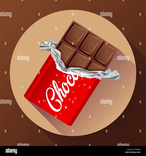 Chocolate Bar In Opened Red Wrapped Chocolate Icon Stock Vector Image