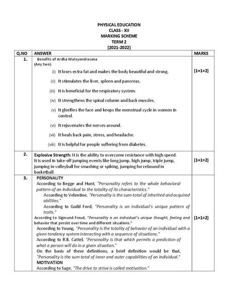 CBSE Sample Paper For Class Term For Physical Education With Solutions PDF CBSE