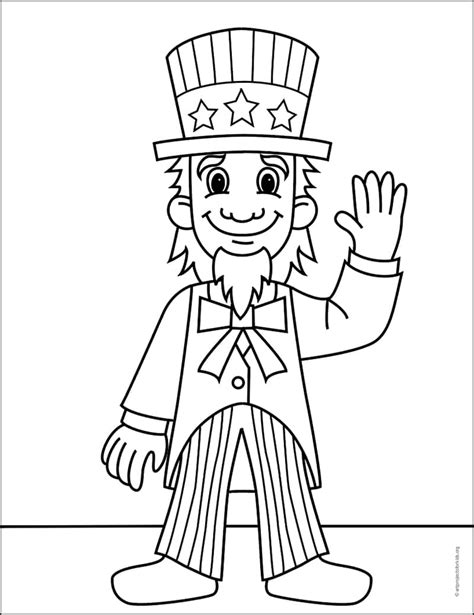 Easy How To Draw Uncle Sam Tutorial And Uncle Sam Coloring Page · Art