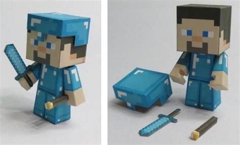 Papermau Minecraft Steve With Diamond Armor Paper Toy By Craftman
