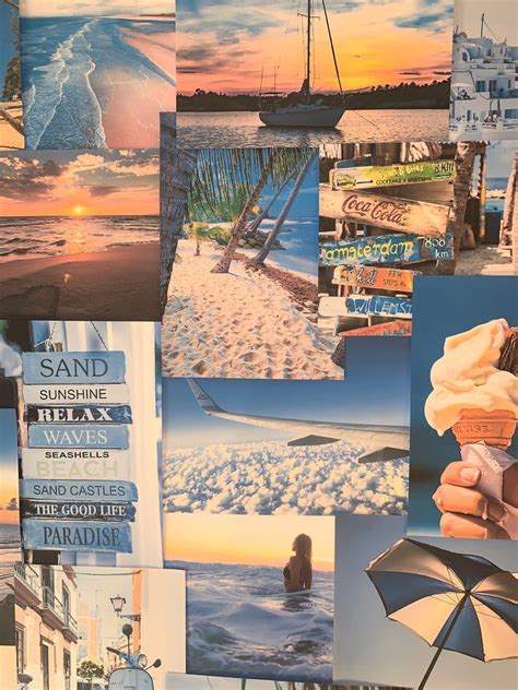 beach wall collage wall collage decor photo wall collage picture wall beach aesthetic blue