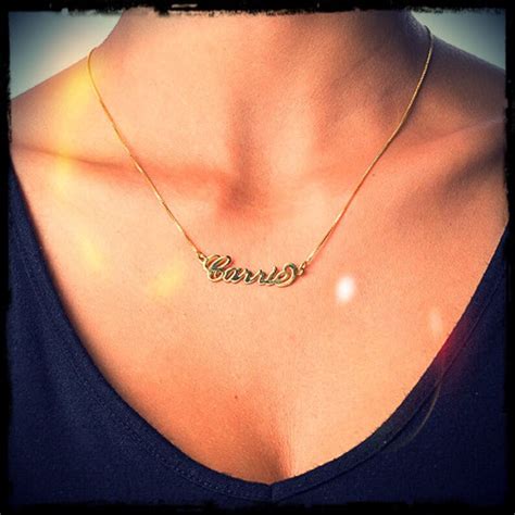 14k gold personalized name necklace carrie style choose any etsy