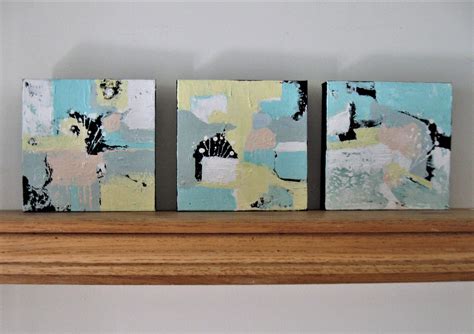 Triptych 3 Original Acrylic Abstract Paintings 8 X Etsy Triptych