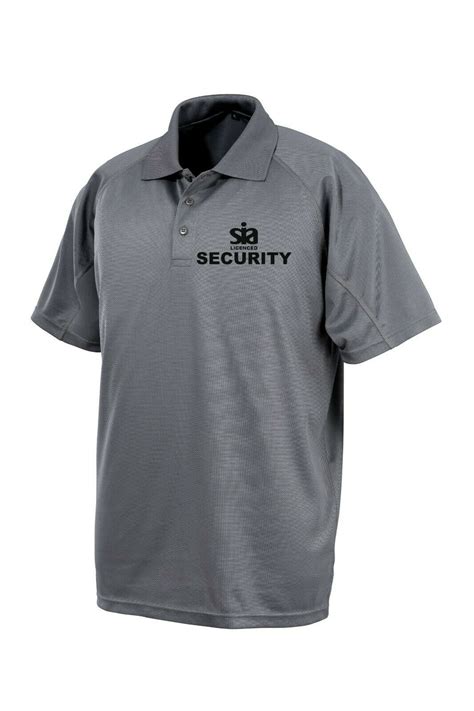 Security Sia Tactical Grey Polo Shirt Lightweight Moisture Wicking