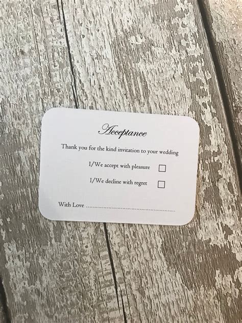 Wedding Acceptance Cards Etsy
