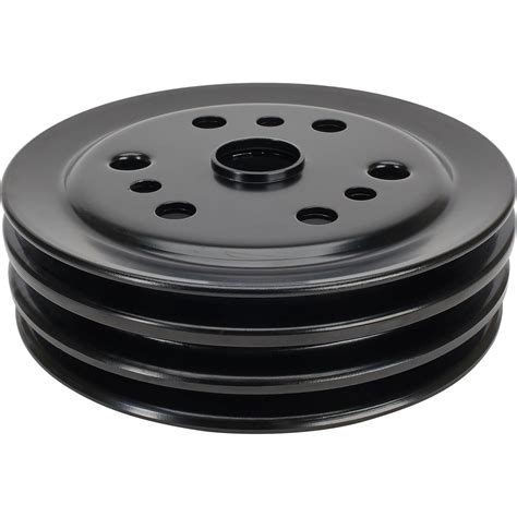 3 Groove Sb Chevy Crank Pulley For Short Water Pump Black