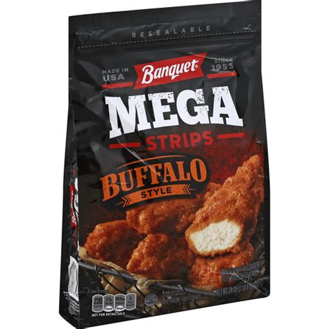 Country style gravy, creamy mashed potatoes, breaded fried chicken breast patty with rib meat and sweet corn. Banquet Chicken, Mega Strips, Buffalo Strips | Frozen ...