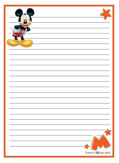 Hojas Para Escribir Cartas Disney Writing Writing Paper Printable Stationery Disney Scrapbook