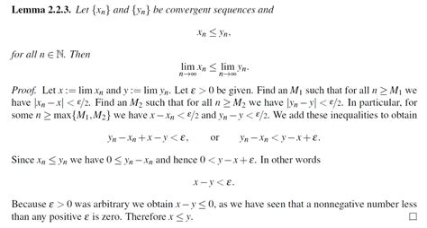 real analysis proof lim x n le lim y n if x n le y n clarification mathematics