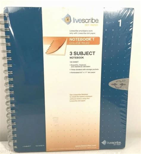 Livescribe Dot Paper 3 Subject Notebook 1 College Ruled Ana 00024