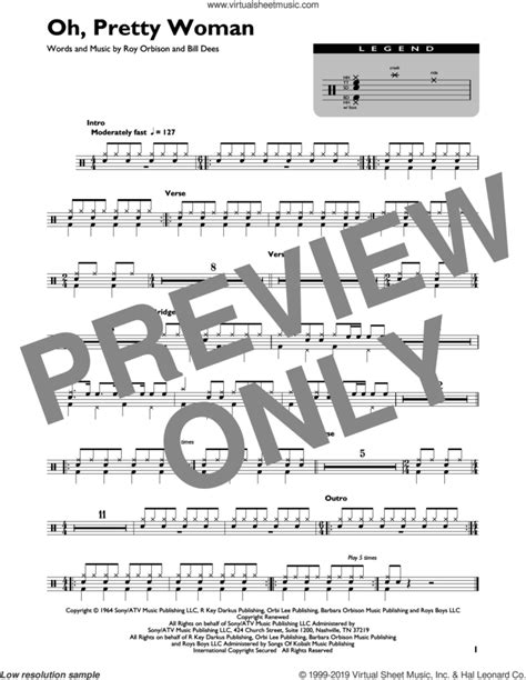 Pretty Woman Van Halen Drum Sheet Music