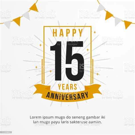 Lencana Logo Ulang Tahun Happy 15 Tahun Desain Vektor Latar Belakang