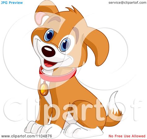 Clipart Happy Cute Beagle Puppy Dog Sitting And Wearing A