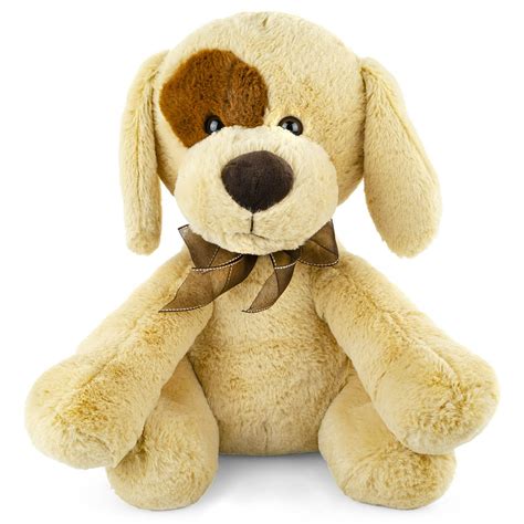 Plush Sitting Eye Patch Dog Stuffed Animal Toy Adorable Sitting Puppy
