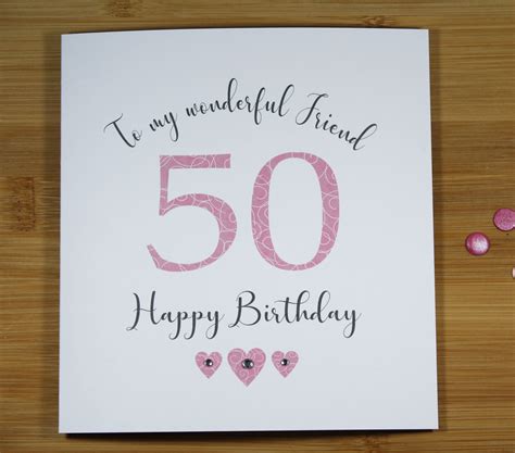 50th Birthday Card Mum Sister Wife Daughter Cousin Niece Etsy Uk