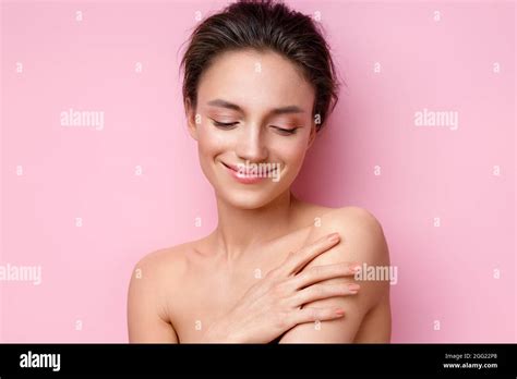 Beautiful Woman With Perfect Skin On Pink Background Beauty And Skin
