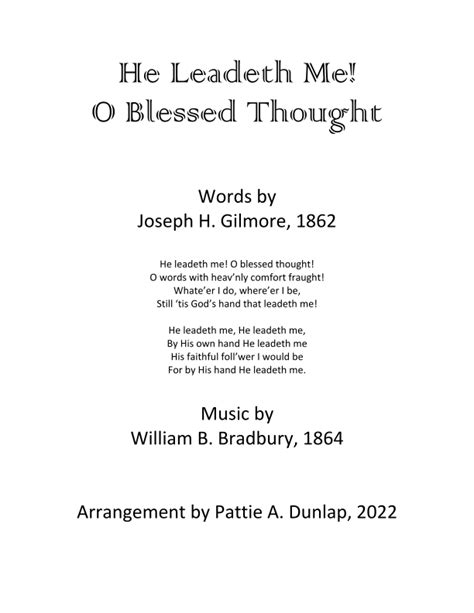 He Leadeth Me O Blessed Thought Sheet Music Words By Joseph H