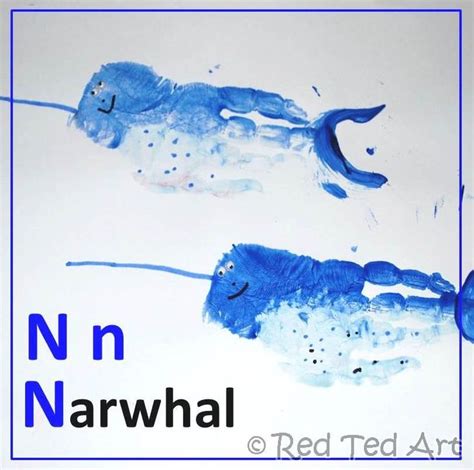 Handprint Alphabet N For Narwhal Red Ted Art Make Crafting With