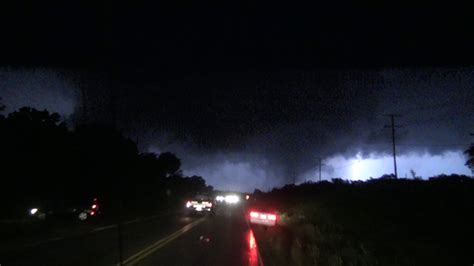 Nocturnal Tornado Near Salina Ok With Power Flash Illuminating Funnel