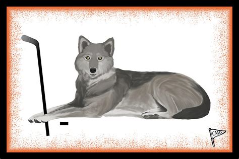 Ice Hockey Wolf Orange Digital Art By College Mascot Designs Fine Art