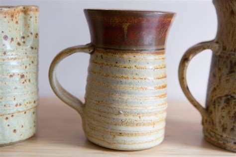 3 Ceramic Handmade Mugs And 1 Pitcher Brown Studio Pottery Ceramic