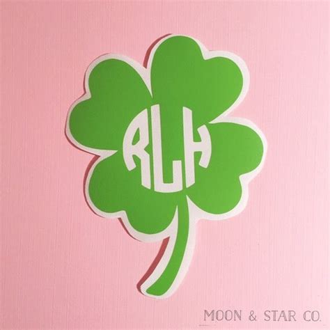 Green Four Leaf Clover Monogram Decal Monogram Decal Four