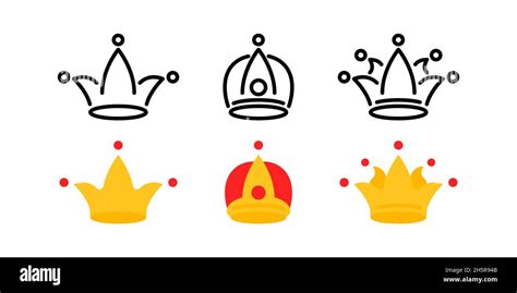 Crown Vector Linear And Flat Icon Set Golden Crowns Royal Collection
