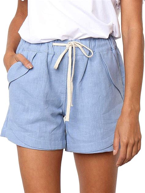 Solid Color Drawstring Waist Pocket Casual Shorts For Women Us1699