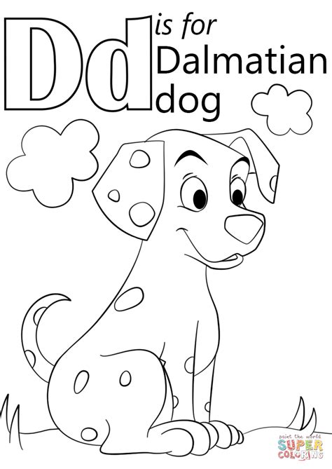 Letter d of the english alphabet coloring and practice writing sheets for children. Letter D is for Dalmatian Dog coloring page | Free ...