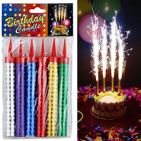 6 Pcs Fountain Sparkling Candle Candles Cake Topper Birthday