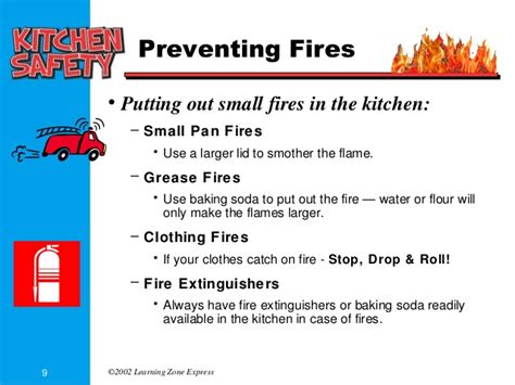 Reach for a dry chemical fire extinguisher (a class k extinguisher will also work, but these are usually found in commercial kitchens). Kitchen safety part 1 powerpoint