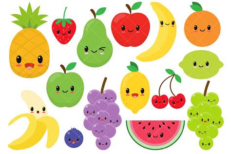 Cute Fruit Clipart Graphic By Clipartisan · Creative Fabrica In 2020