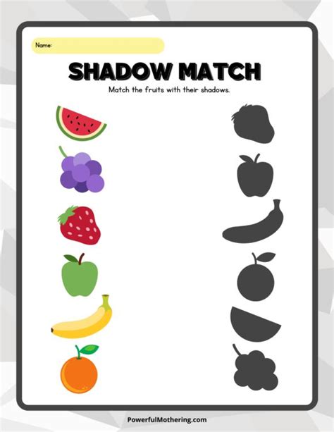 The Shadow Match Game With Fruits And Vegetables For Children To Learn