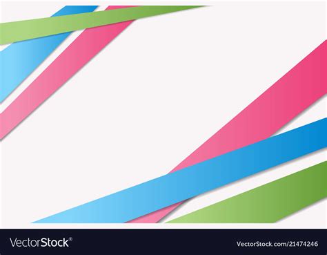 Bright Greenbluepink Stripes With Shadowsabstract Vector Image