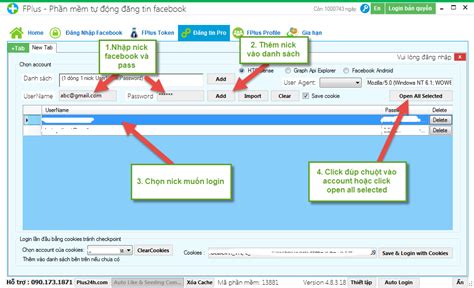 Multiple accounts for facebook, allows you to use two or more facebook accounts at the install fplus: Sử dụng nhiều account đăng tin Facebook - FPlus