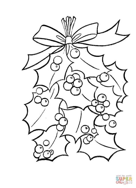 Holly Leaves With Bright Red Berries coloring page | Free Printable