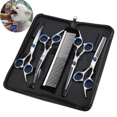 6 7pcs Hair Cutting Scissors Pet Dog Cat Grooming Hairdressing Shear