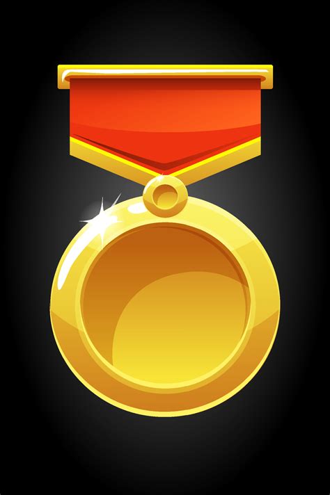 Vector Round Gold Medal For The Game Blank Medal Template On Ribbon